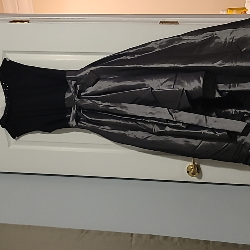 Black and satin cocktail dress